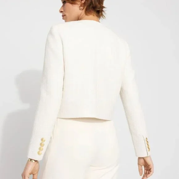 new WHITE HOUSE BLACK MARKET cropped tweed jacket blazer 0 2 14 - Picture 3 of 3